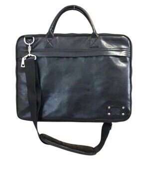 Denali Black Leather Laptop Bag